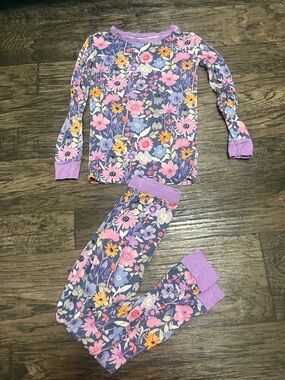 Little Sleepies  Dusk Blooms Long Sleeve Pajama Set with Pink & Yellow Accents